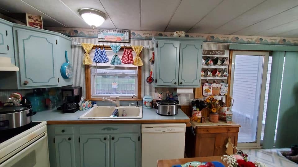 Hickory Kitchen — Sink Wall — before