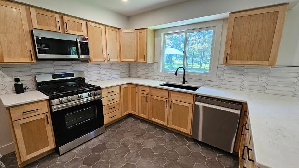Maple Kitchen — Range Wall — after